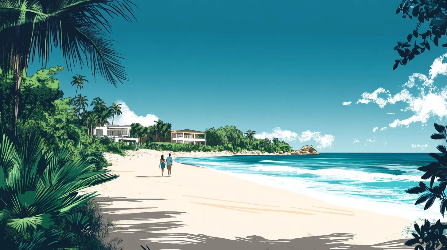 Playa Del Carmen Sustainable Home with Solar Panels Illustration