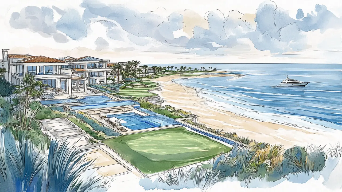 Playa Del Carmen Sustainable Home with Solar Panels Illustration