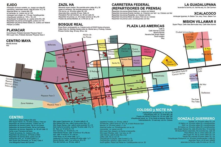 Playa Del Carmen grid layout map